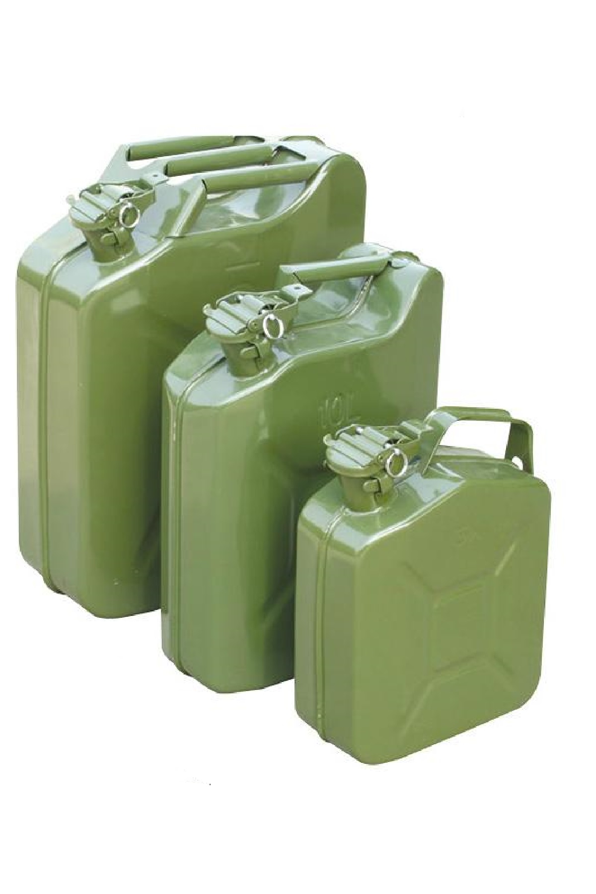 Biterse Metal Yakıt Bidonu 3 lü Set 5 lt, 10 lt, 20 lt Askeri Yeşil