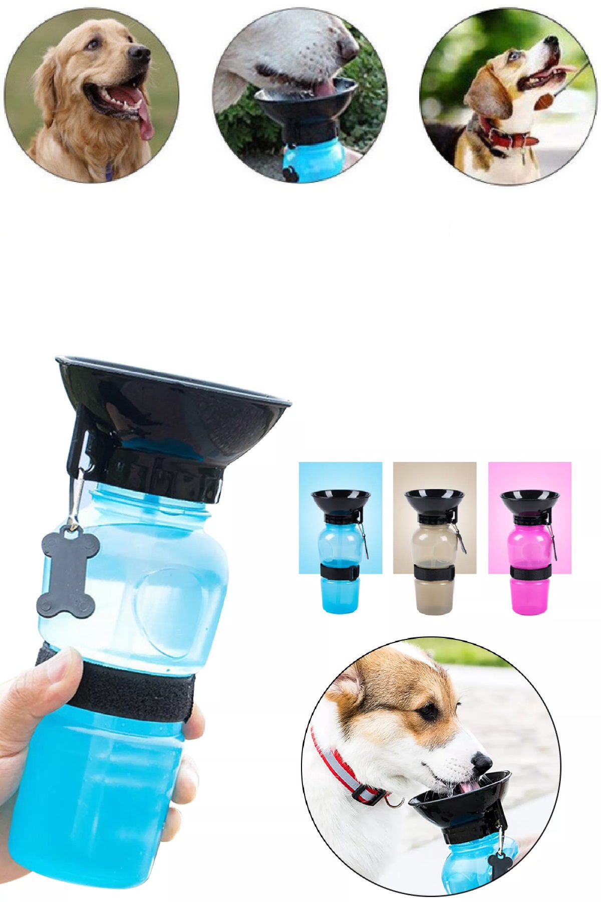 Biterse Yeni Nesil 500ml Köpek Seyahat Suluğu Su Şişesi - 1 Adet