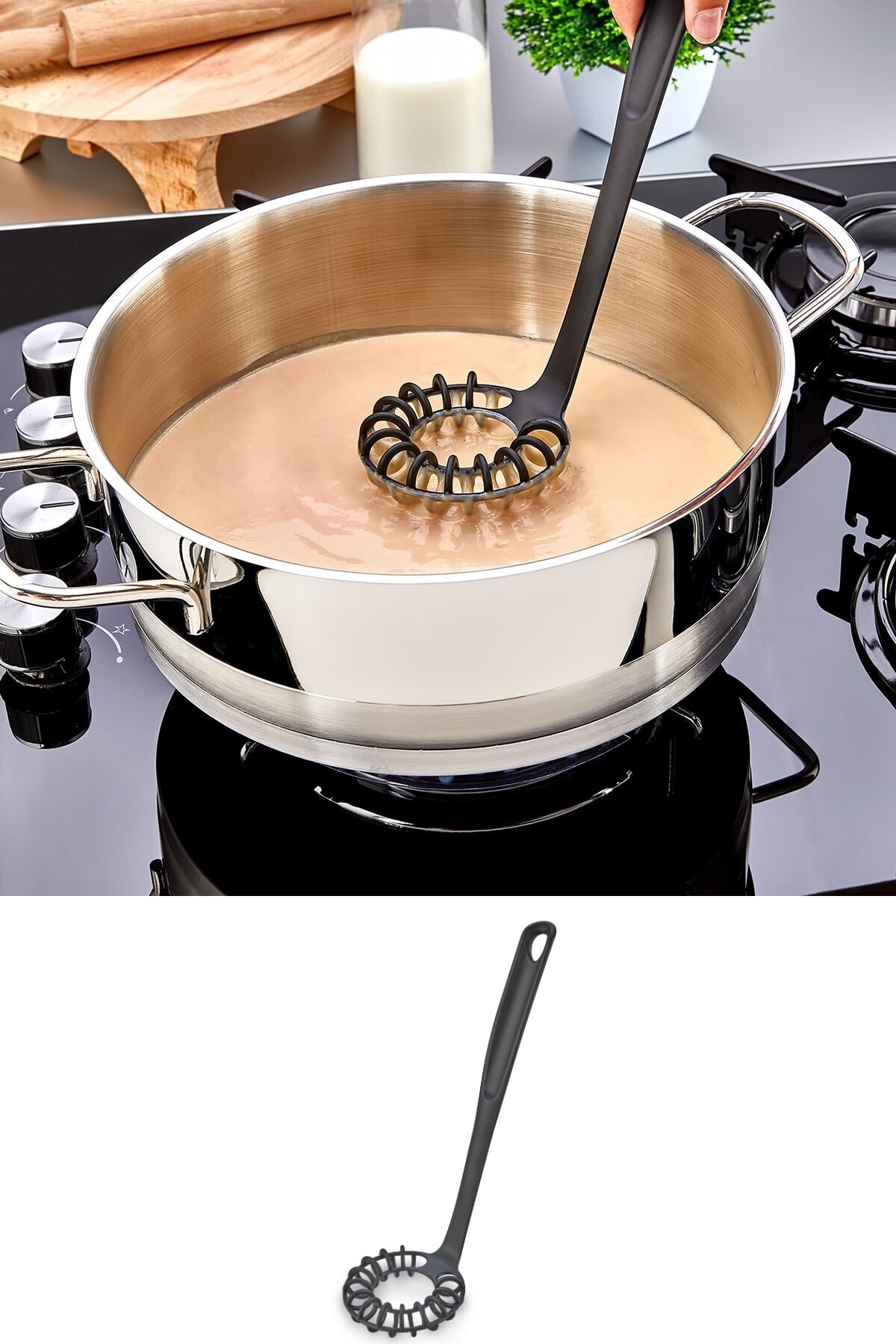 Biterse Yanmaz, Yapışmaz, Çizmez Pratik Spiral Karıştırıcı Çırpıcı
