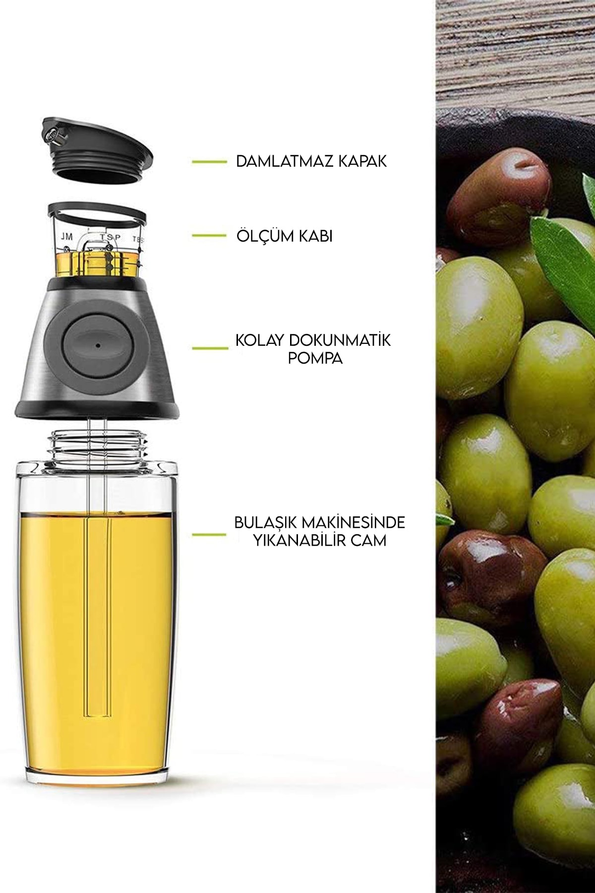 Biterse Damlatmaz Akıllı Cam Yağdanlık 500 ml 1 Adet