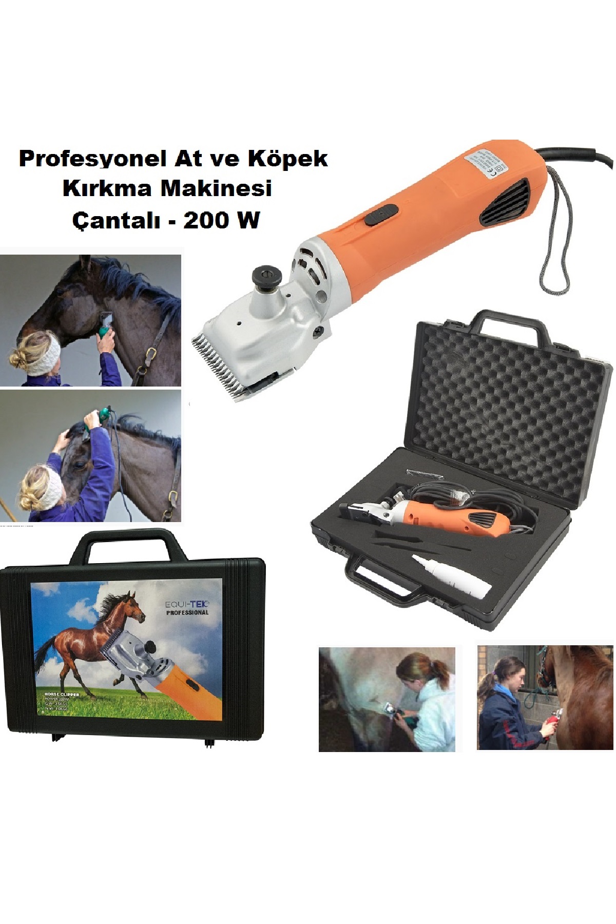 Biterse Profesyonel At ve Köpek Kırkma Makinesi Çantalı 200W