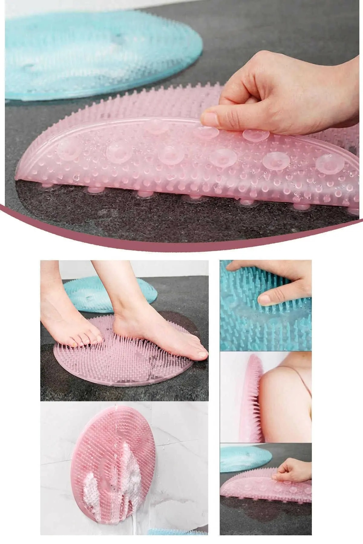 Yeni Nesil Masaj Etkili Ayak ve Sırt Yıkama Pedi Pembe