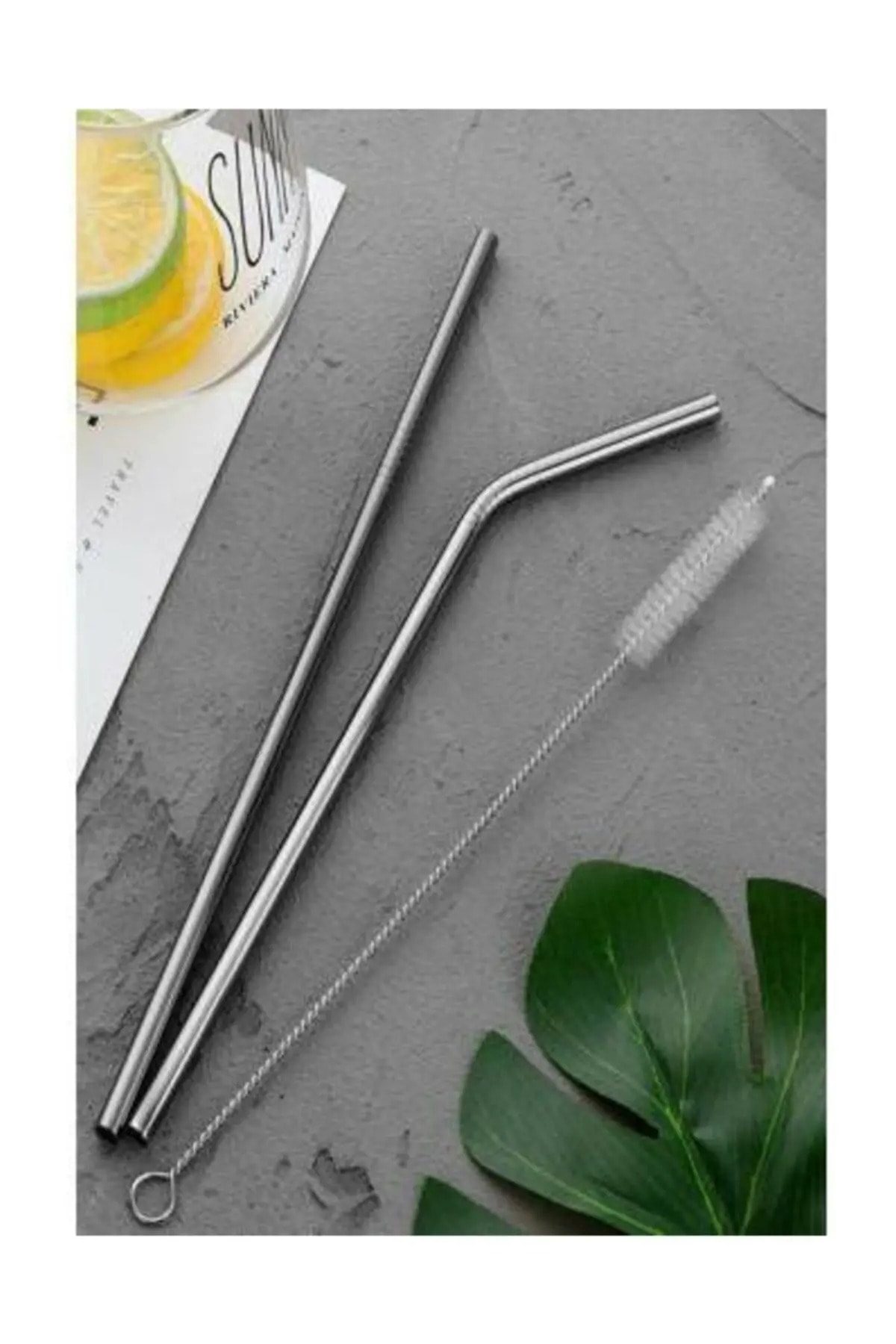 6 Adet Paslanmaz Çelik Pipet 3 Adet Pipet Temizleme Fırçası