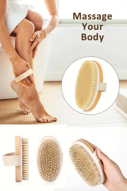 Ahşap Doğal At Kılı Naturel Selülit Fırçası