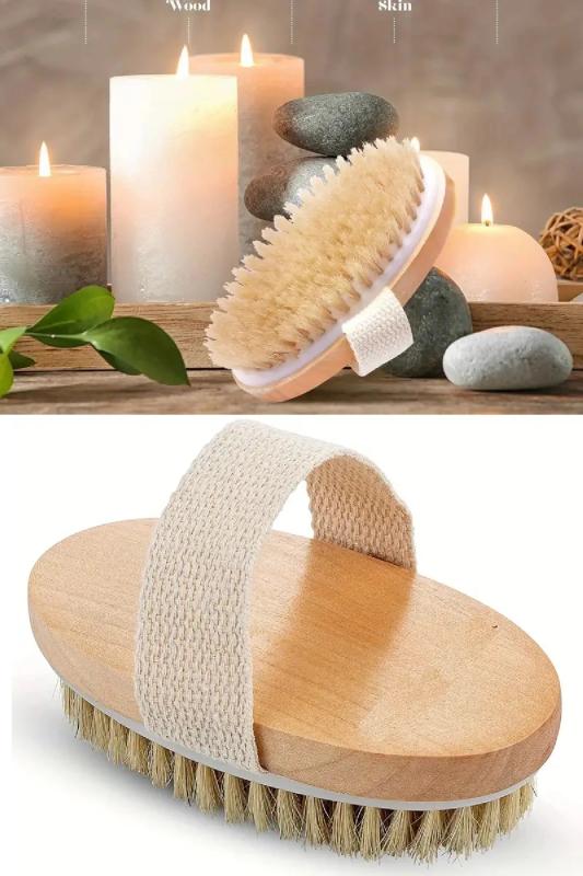 Ahşap Doğal At Kılı Naturel Selülit Fırçası