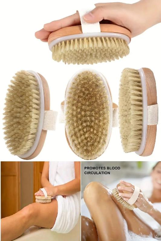 Ahşap Doğal At Kılı Naturel Selülit Fırçası