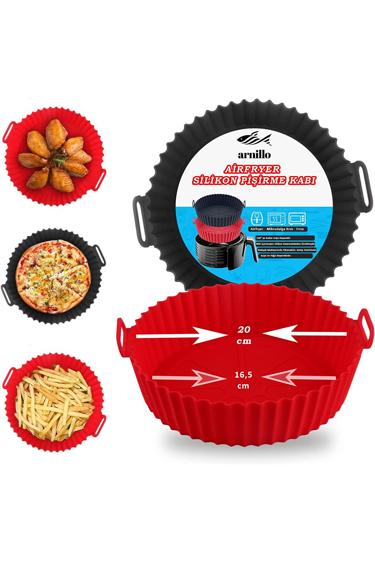 Airfryer Silikon Pişirme Kalıbı Hava Fritözü Kalıbı Airfryer Aksesuar Tüm Airfryer’lara Uyumlu Silikon Kalıp