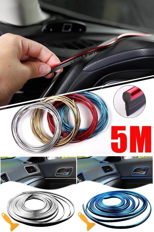 Araba Dekorasyon Şeridi 5 Metre Trim Şeridi Araç İçi Dekorasyon Şerit Bandı Renkli
