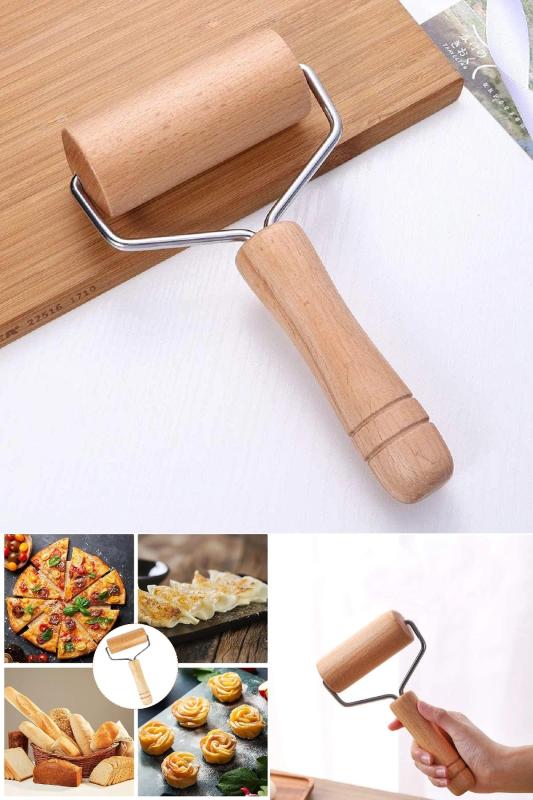 Biterse Ahşap Saplı Rulo Hamur Açıcı Merdane Pizza Börek Açma Silindir