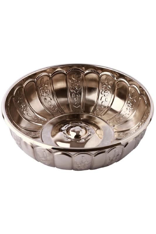 Biterse Nostaljik Osmanlı Hanedan Demir Hamam Tası Gümüş Renk 20 Cm