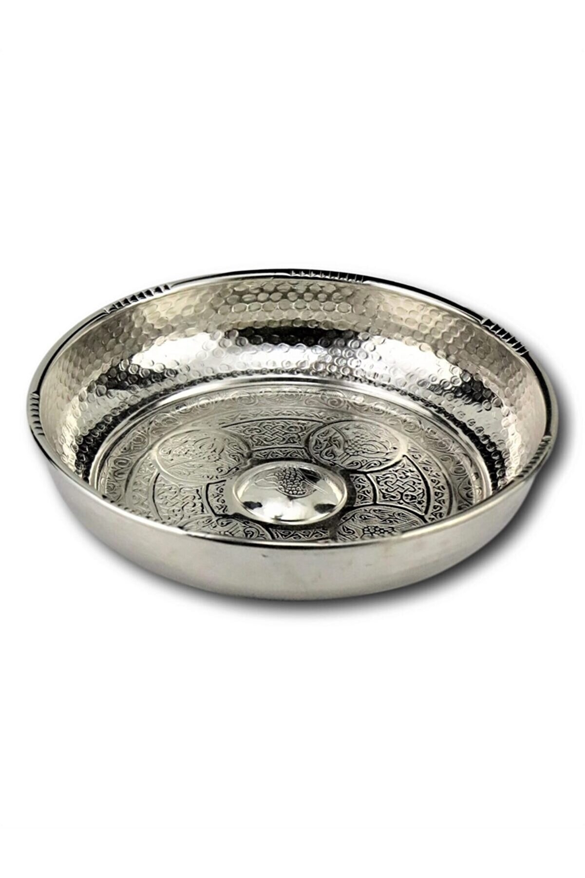 Biterse Orijinal Bakır Gümüş Renk Hamam Tası 20 cm﻿