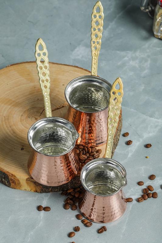 Biterse Otantik Bakır Cezve Seti 3’lü Set