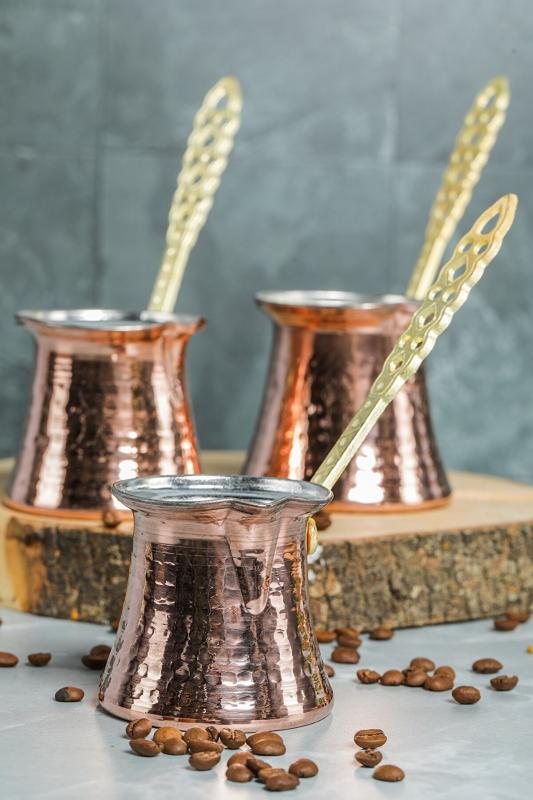 Biterse Otantik Bakır Cezve Seti 3’lü Set
