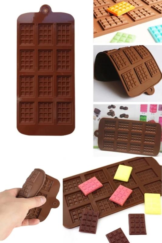 Biterse Silikon Tablet Çikolata Kalıbı Mini Boy 12’li Jöle Şeker Kek Waffle Kalıbı 1 Adet