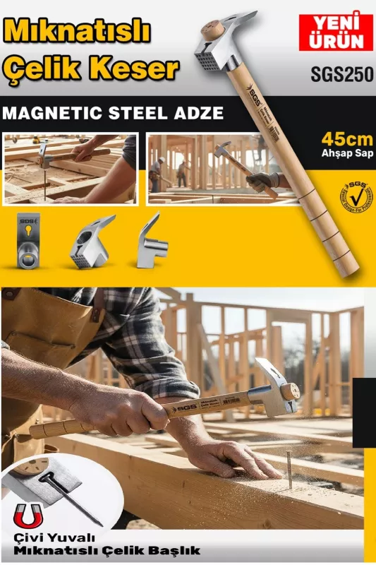 Çivi Sökme Yuvalı 45 Cm Ahşap Saplı Mıknatıslı Çelik Keser SGS250