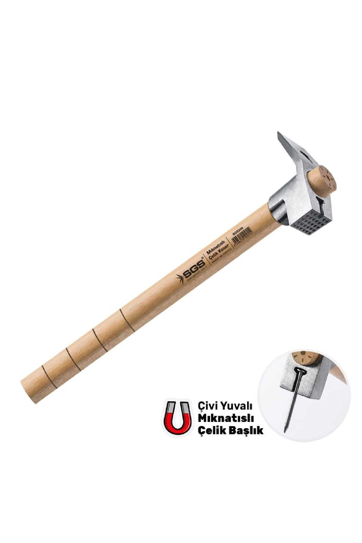 Çivi Sökme Yuvalı 45 Cm Ahşap Saplı Mıknatıslı Çelik Keser SGS250