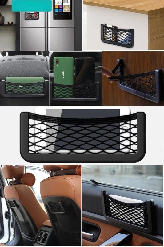 Çok Amaçlı Araç İçi Telefon Tutucu Torpidoya Yapışan File 15x8 Cm