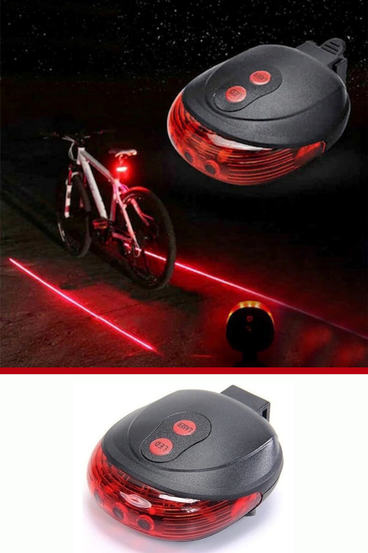 Çok Fonksiyonlu Pilli Bisiklet Led Lazer Işığı Arka Stop Lambası