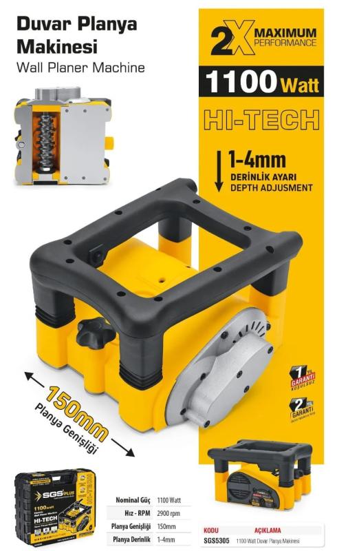 Elektrikli Duvar Planya Makinesi 1100 Watt Derinlik Ayarlı Duvar Beton Kazıyıcı Planya Düzlem Makinesi 1-4mm Derinlik