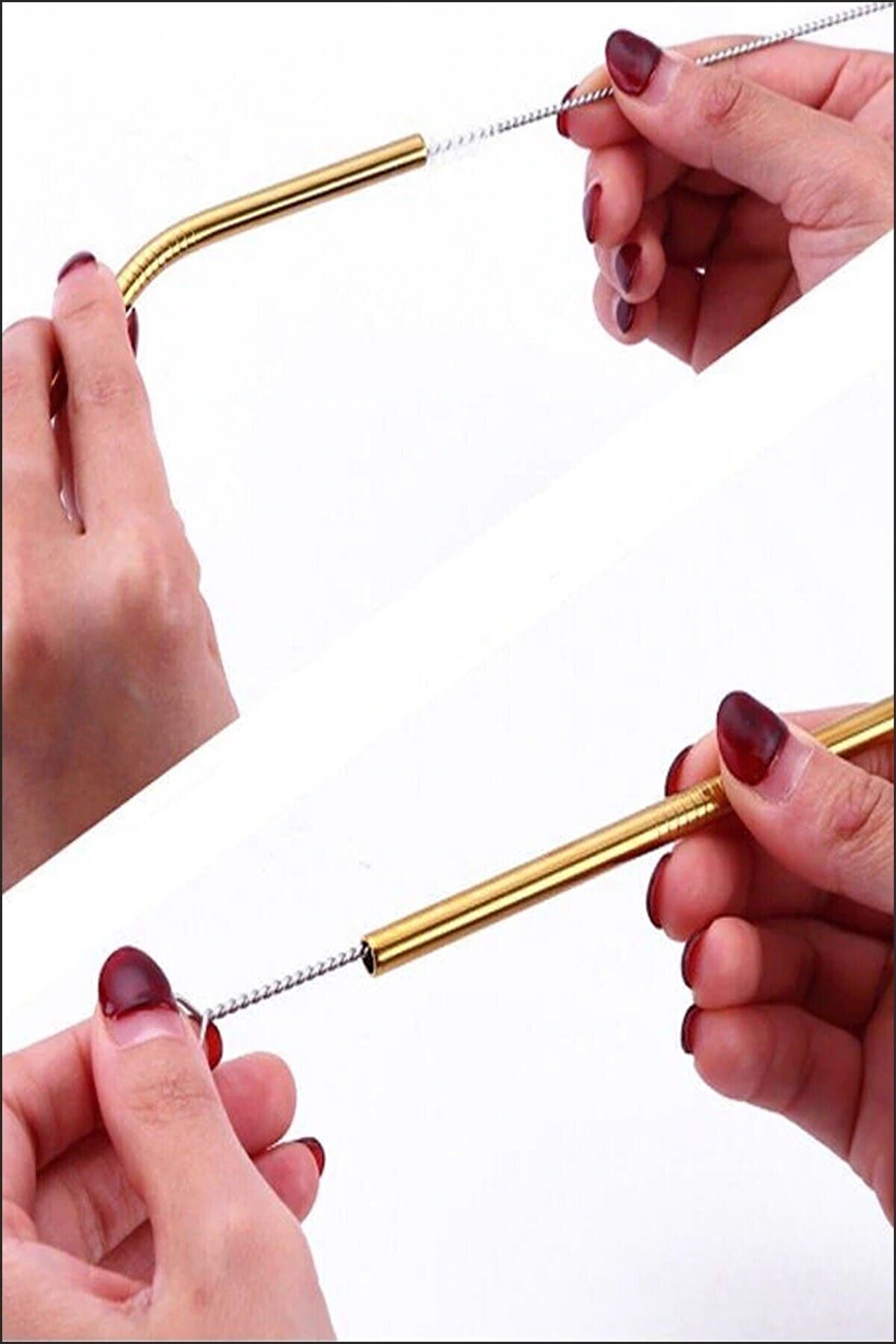 Etika 4 lü Paslanmaz Çelik Pipet + Temizleme Fırçası