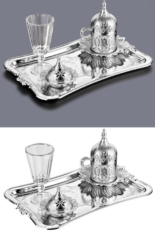 Hediyelik Tek Kişilik Damat Kahve Seti Ahsen Kahve Sunum Seti Nikel