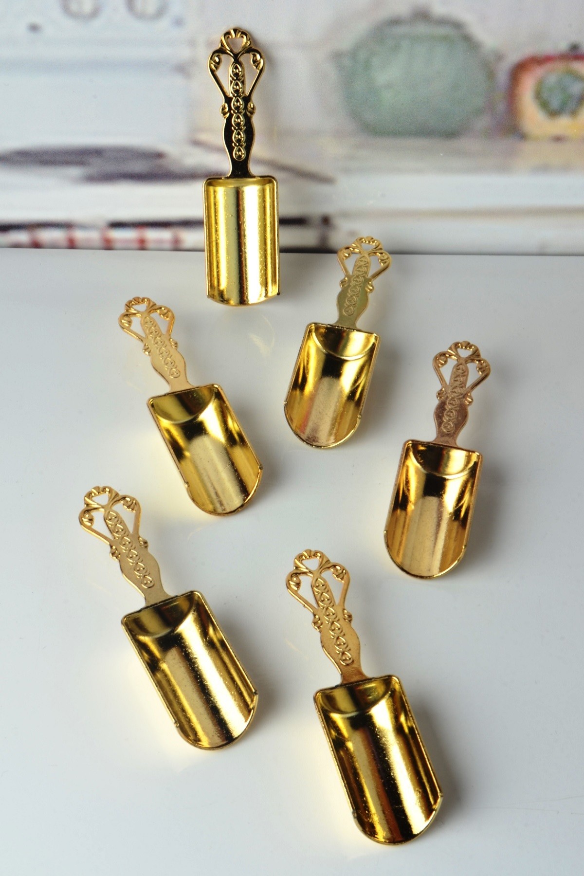 6’lı Metal Baharat Kaşığı Seti Gold Renk