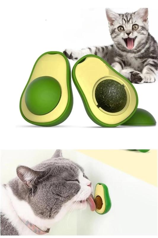 Kedi Yalama Topu Avokado Şeklinde Kedi Otlu 360 Derece Dönen Oyun Ve Yalama Topu
