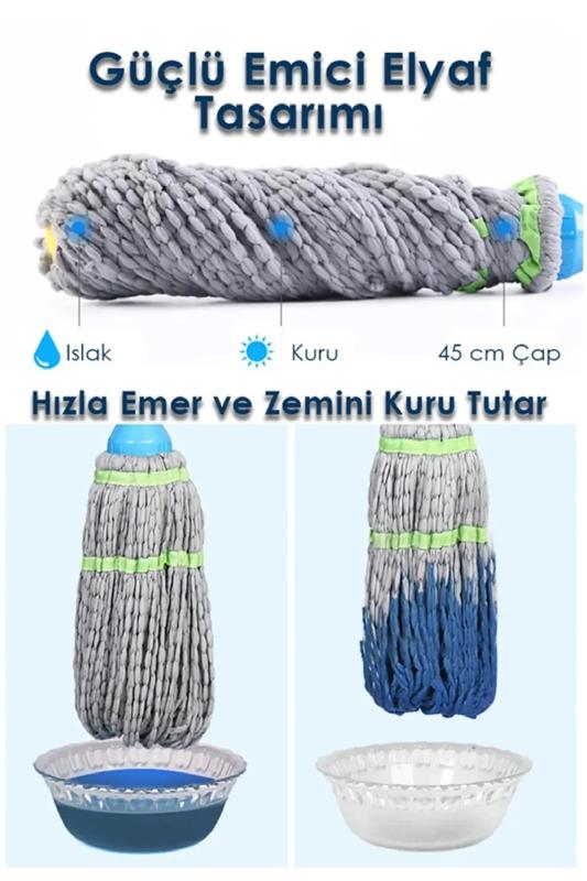 Kendinden Sıkmalı Bük Bük Paspas Paspas Ucu Yedekli