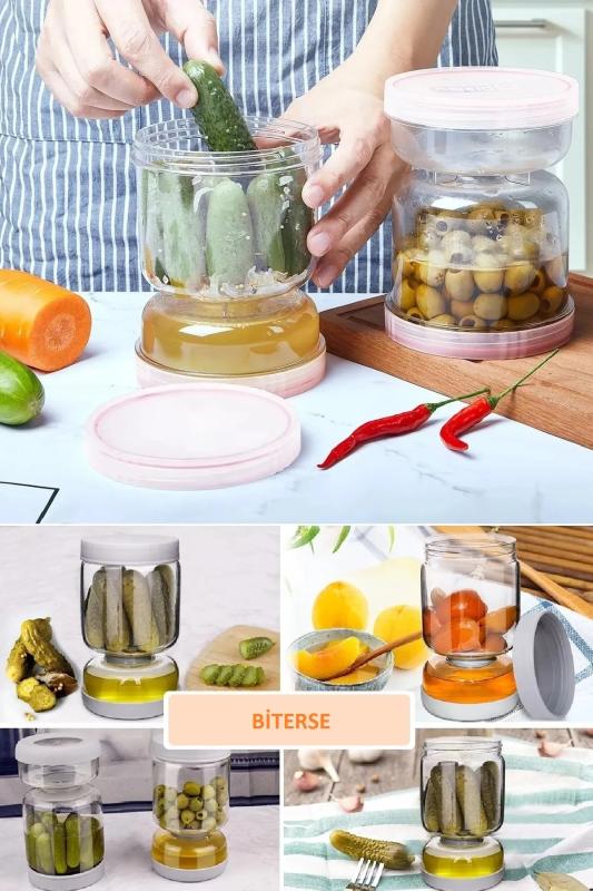 Kum Saati Sızdırmaz Kapaklı Zeytin Turşu Peynir Saklama Kabı Saklama Kutusu