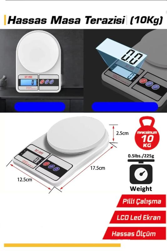 Lcd Ekranlı Dijital Hassas Mutfak Tartısı Çok Amaçlı Tartı Min 1g max 10kg