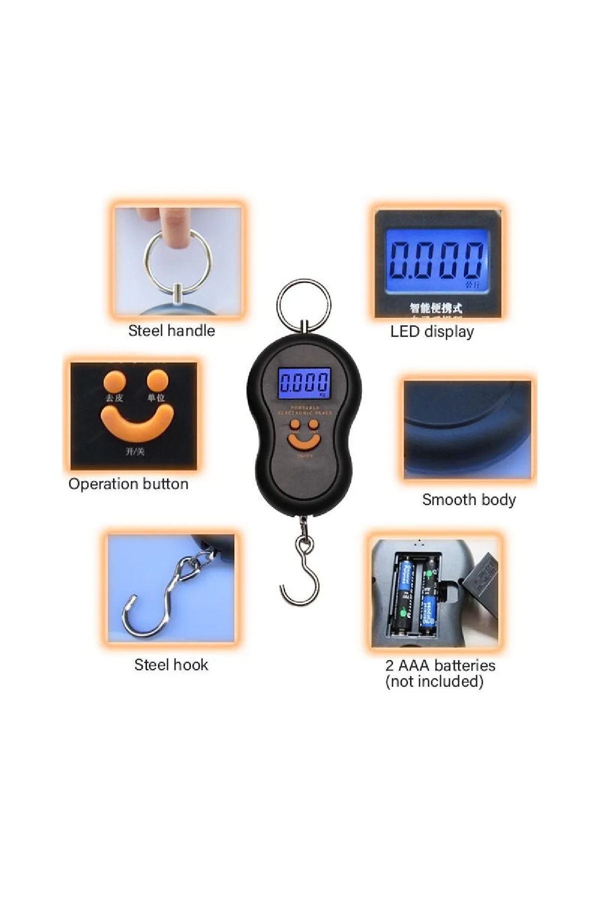 LCD Led Ekranlı Dijital El Kantarı Max 40 Kg