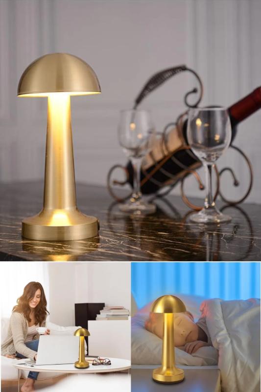 Lizbon Usb Şarjlı Dokunmatik Renk Değiştiren Masa Lambası Dekoratif GOLD Şık Masa Lambası