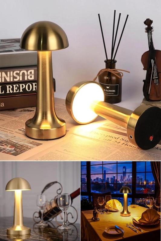 Lizbon Usb Şarjlı Dokunmatik Renk Değiştiren Masa Lambası Dekoratif GOLD Şık Masa Lambası