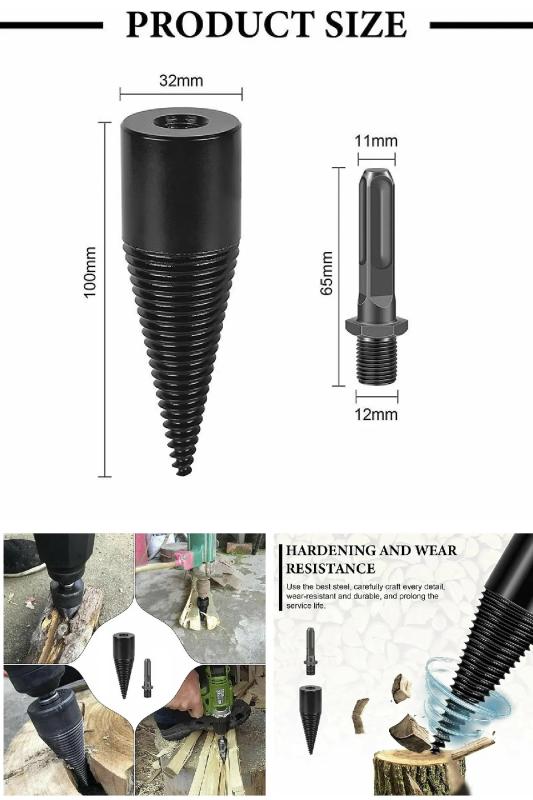 Matkap Ucuna Takılabilen Şöminelik Odun Kütük Ayırma ve Yarma Aparatı 32Mm