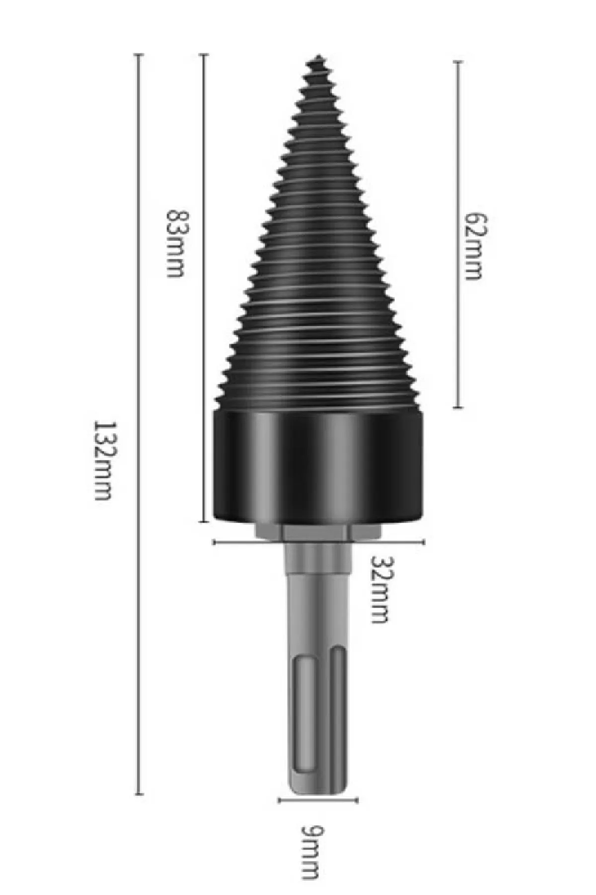 Matkap Ucuna Takılabilen Şöminelik Odun Kütük Ayırma ve Yarma Aparatı 32Mm
