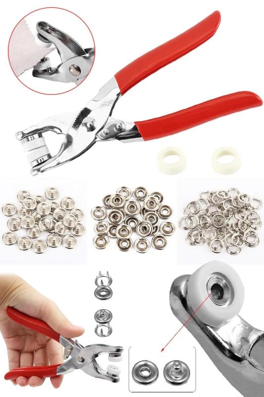 Metal Çıt Çıt Düğme Ve Pensesi 25 Set Çıt Çıt Metal Düğme Yapma Seti