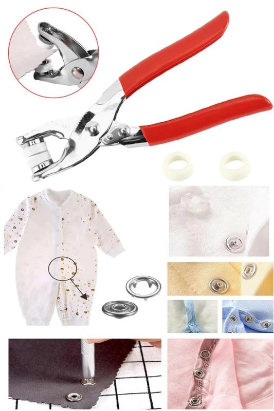 Metal Çıt Çıt Düğme Ve Pensesi 25 Set Çıt Çıt Metal Düğme Yapma Seti