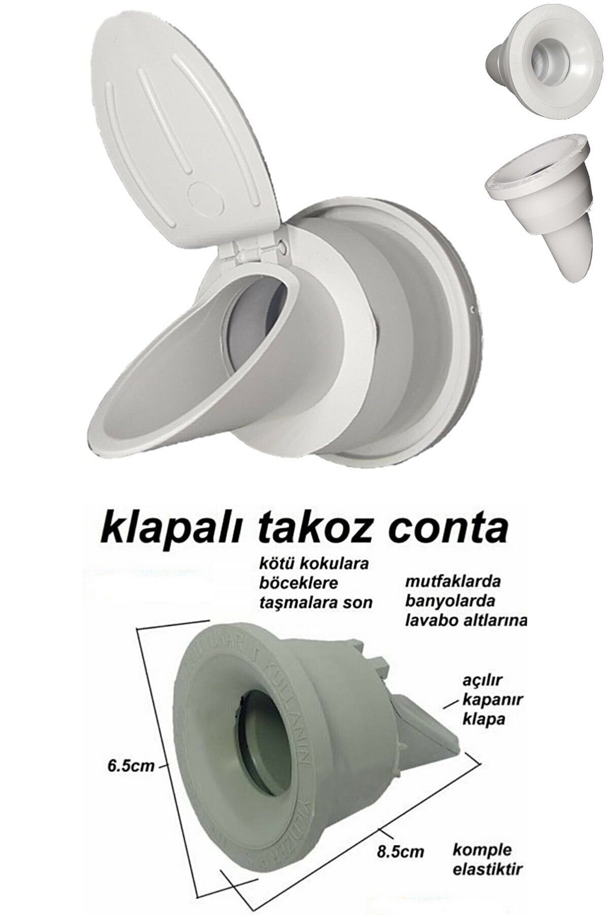 Lavabo Koku Giderici Çek Valfli Lavabo Gider Adaptör Conta Koku Önleyici