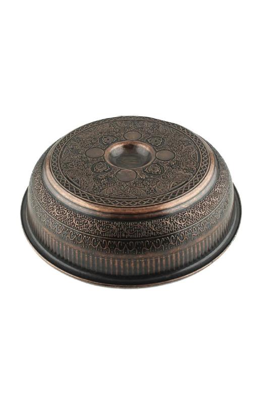 Osmanlı Motifli Ağır İşlemeli Döküm Metal Hamam Tası 20 Cm Eskitme Bakır Renk