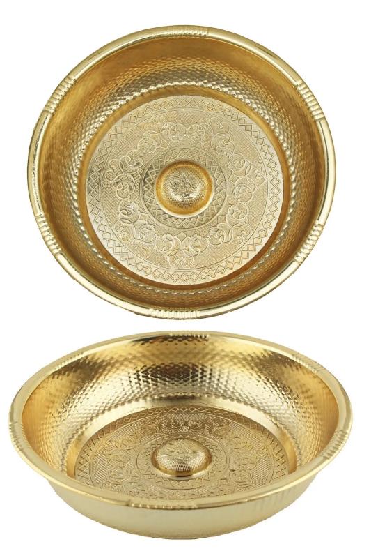 Osmanlı Motifli Ağır İşlemeli Döküm Metal Hamam Tası 20 Cm Gold Renk
