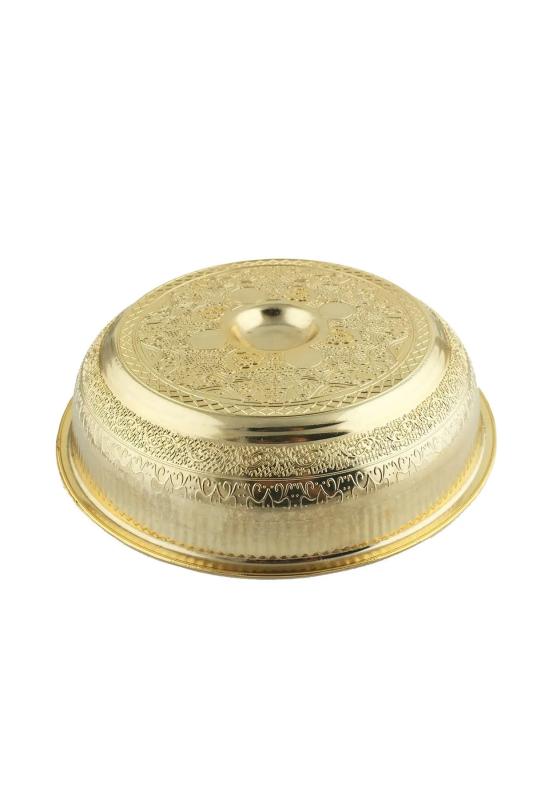 Osmanlı Motifli Ağır İşlemeli Döküm Metal Hamam Tası 20 Cm Gold Renk
