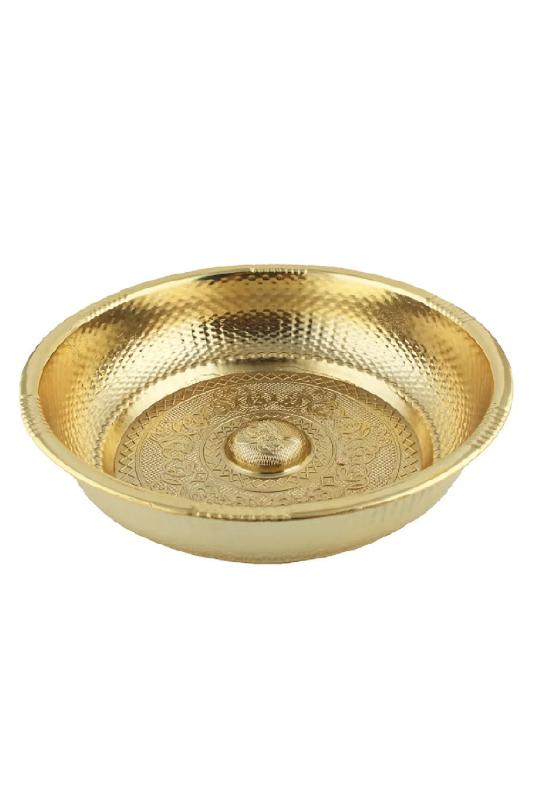Osmanlı Motifli Ağır İşlemeli Döküm Metal Hamam Tası 20 Cm Gold Renk