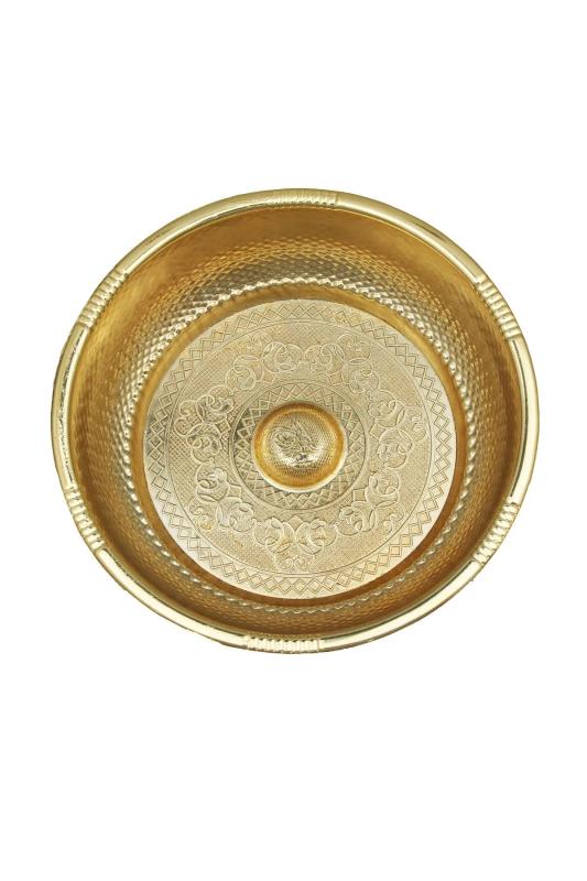 Osmanlı Motifli Ağır İşlemeli Döküm Metal Hamam Tası 20 Cm Gold Renk