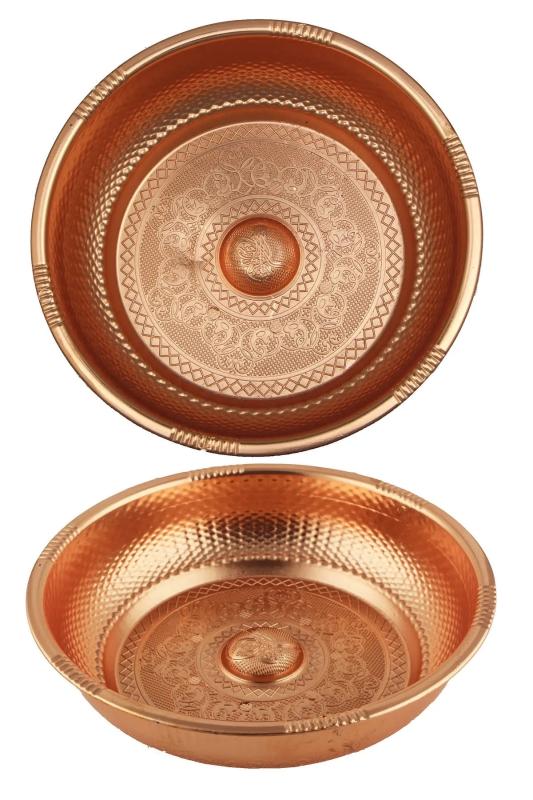 Osmanlı Motifli Ağır İşlemeli Döküm Metal Hamam Tası 20 Cm Rose Renk