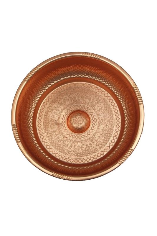 Osmanlı Motifli Ağır İşlemeli Döküm Metal Hamam Tası 20 Cm Rose Renk