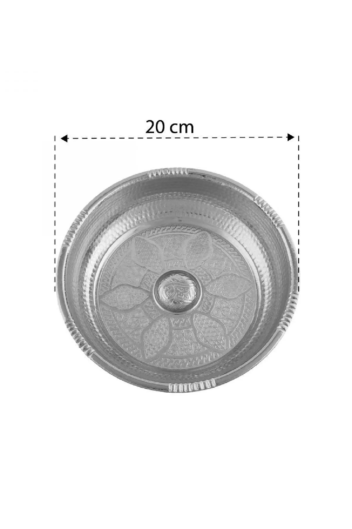 Osmanlı Motifli Ağır İşlemeli Döküm Metal Hamam Tası 20 Cm Gümüş Renk