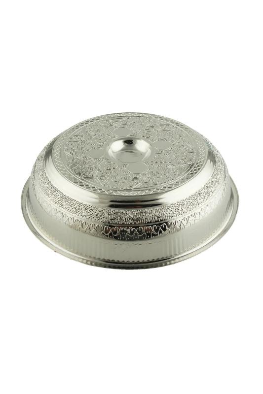 Osmanlı Motifli Ağır İşlemeli Döküm Metal Hamam Tası 20 Cm Gümüş Renk