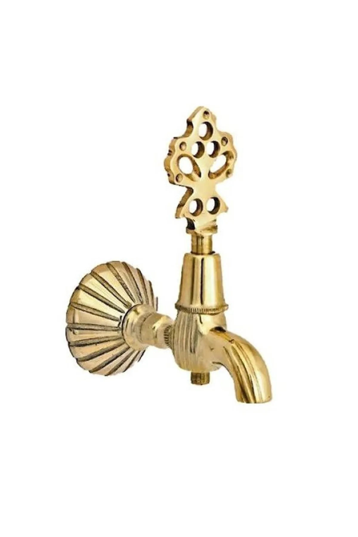 Otantik Osmanlı Motifli Eko Pirinç Döküm Musluk Başlığı Gold Renk