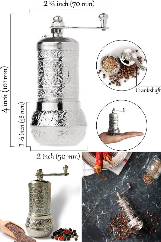 Otantik Toplu Karabiber Öğütücü Zamak Değirmen Antik Nikel