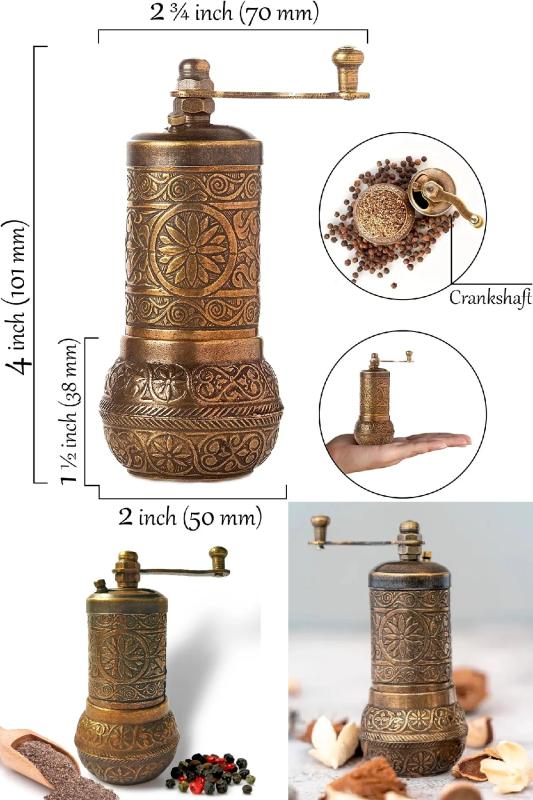Otantik Toplu Karabiber Öğütücü Zamak Değirmen Antik Yeşil